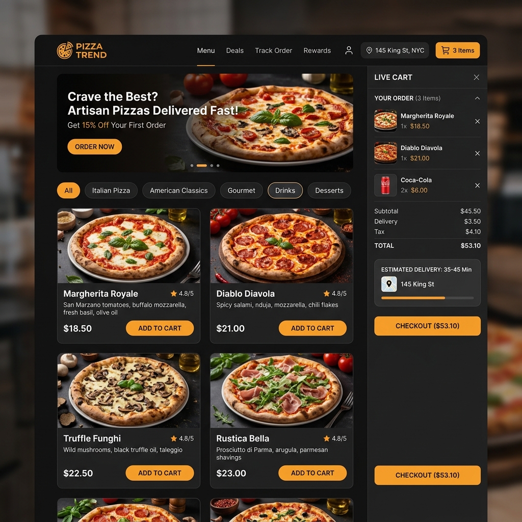 Pizza Trend UI Screenshot